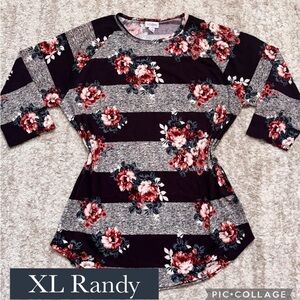 New LuLaRoe Floral Striped 3/4 Sleeve Randy. XL